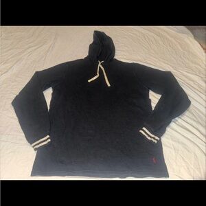 Polo Ralph Lauren Lightweight Hoodie Men Black Sweatshirt Pullover Shirt Medium